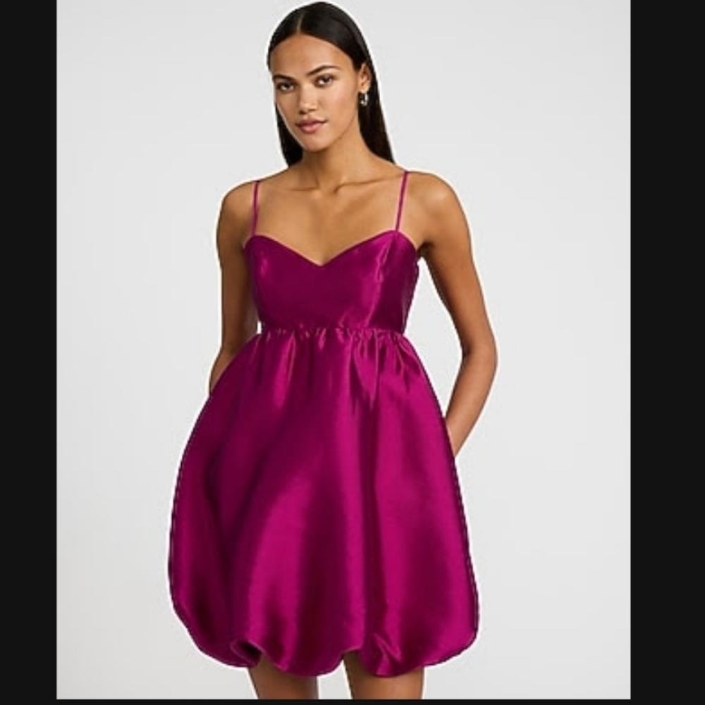 Express Bubble Hem Magenta Dress